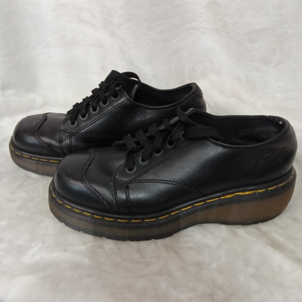 Dr. Martens 8651 Vtg Made in England Black Leather Platform Oxfords Sz UK 7 US 9